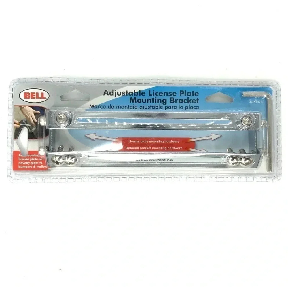 BELL Chrome License Plate
Frame Adjustable Mounting
Bracket Kit 46230-8 NEW